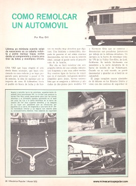 Cómo Remolcar un Automóvil - Marzo 1975