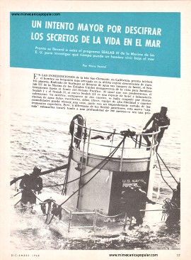 Un intento mayor por descifrar los secretos de la vida en el mar -Diciembre 1968