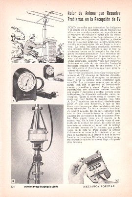 Rotor de Antena que Resuelve Problemas en la Recepción de TV - Octubre 1951