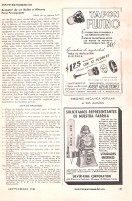 Receptor de un bulbo y altavoz para principiante - Septiembre 1948