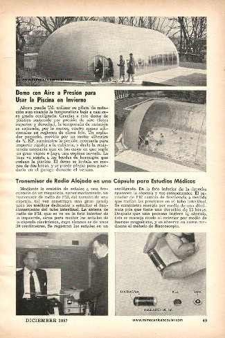 Domo con aire a presión para usar la piscina en invierno - Diciembre 1957