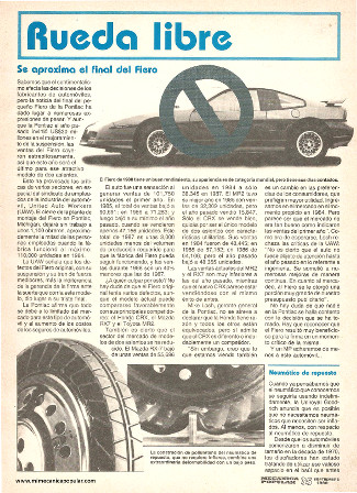 Rueda libre - Septiembre 1988 -Se aproxima el final del Fiero -Neumático de repuesto