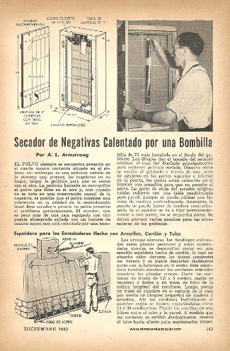 Fotografía - Secador de Negativas Calentado por una Bombilla - Diciembre 1952