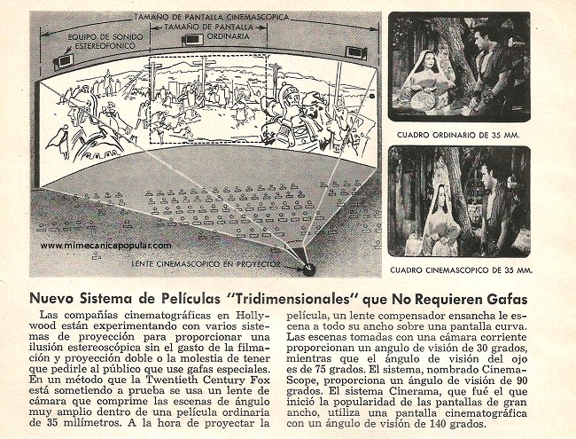 Nuevo sistema de películas tridimensionales que no requieren gafas - Noviembre 1953