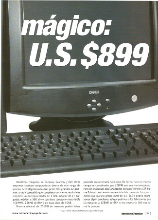 Computadoras - El número mágico: U.S.$899 - Abril 2002