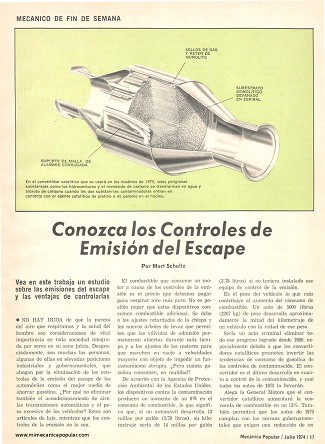 Conozca los Controles de Emisión del Escape - Julio 1974
