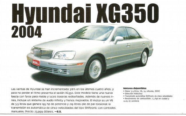 Hyundai XG350 2004 - Septiembre 2003
