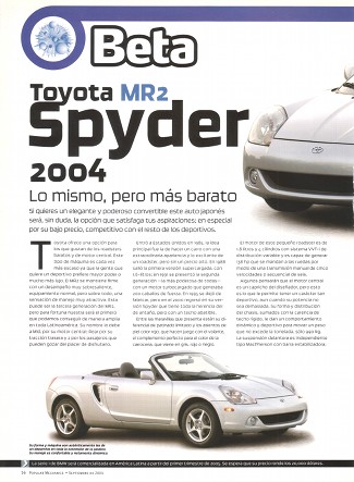 Toyota MR2 Spyder 2004 - Septiembre 2004