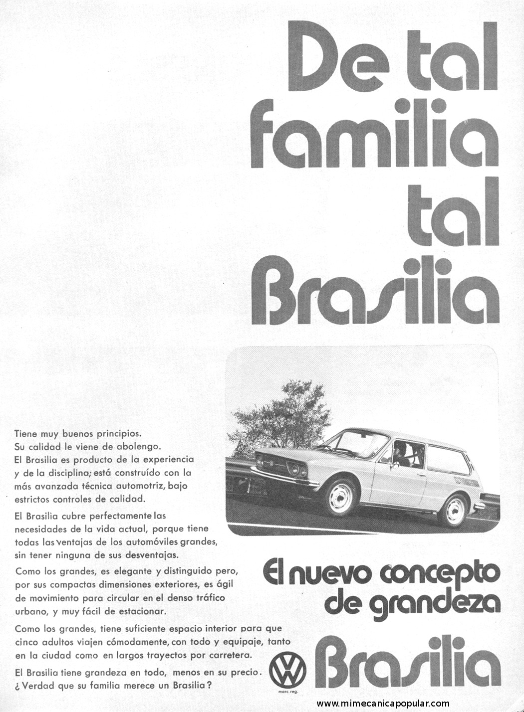 Publicidad - Volkswagen Brasilia - Diciembre 1976