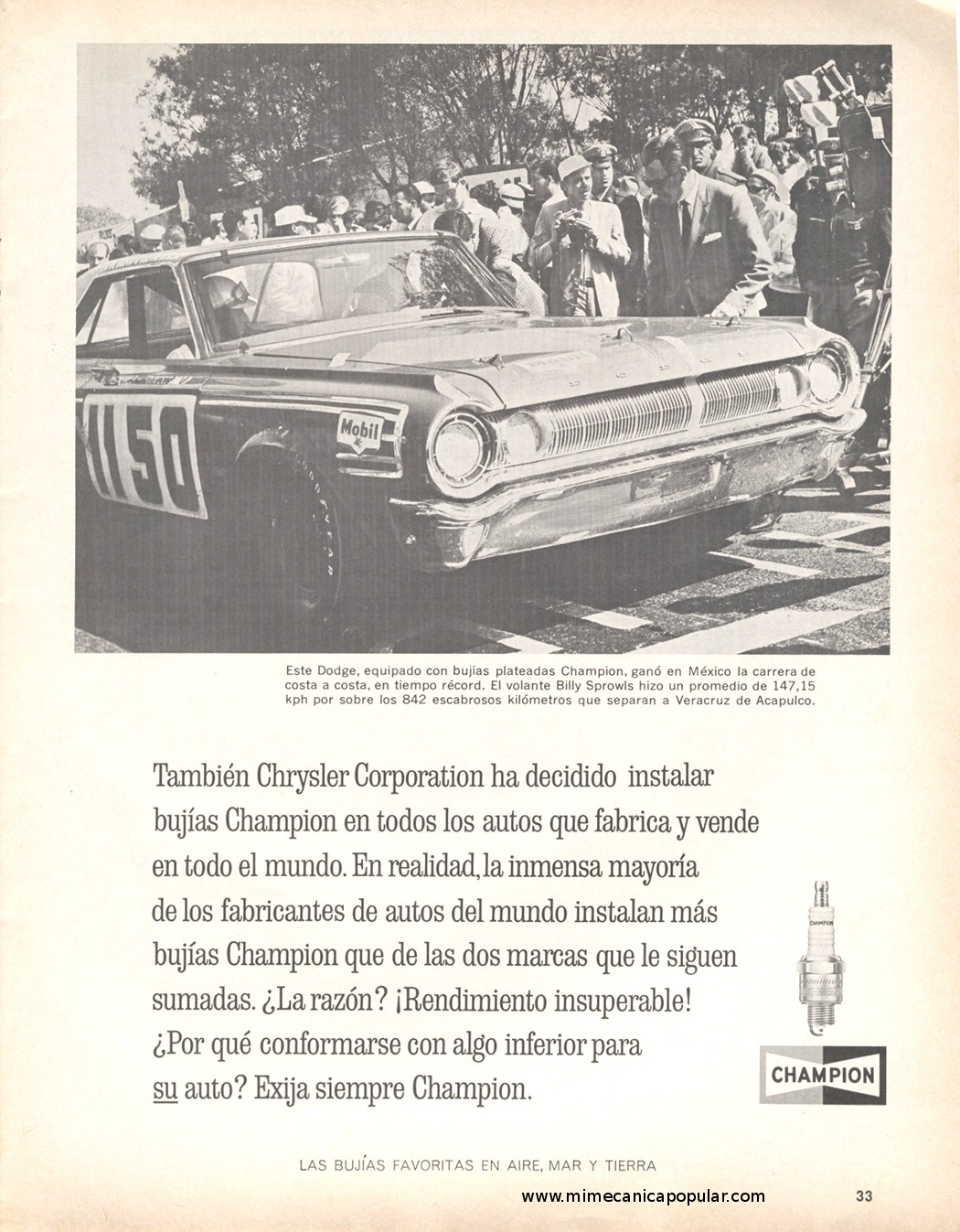 Publicidad - Bujías Champion - Mayo 1965