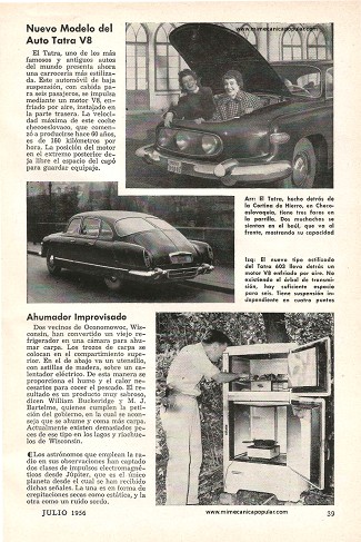 Nuevo Modelo del Auto Tatra V8 - Julio 1956