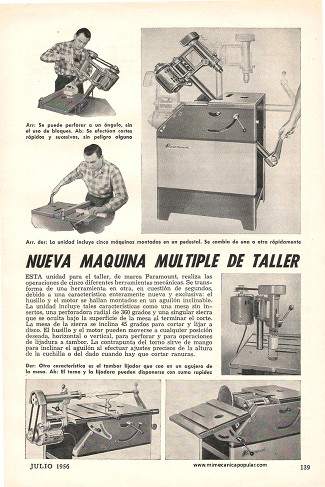 Nueva Máquina Múltiple de Taller - Julio 1956