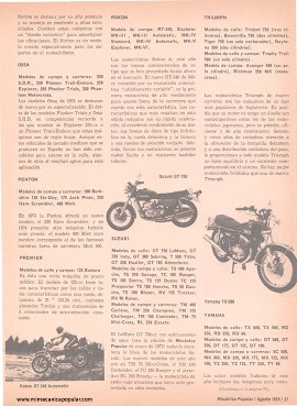 Las Motocicletas más Populares - Agosto 1974