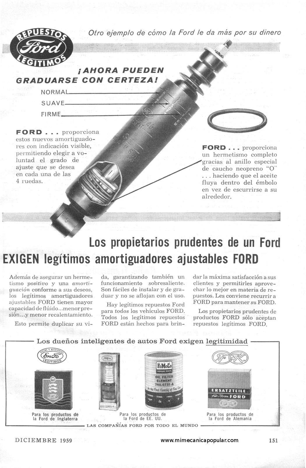 Publicidad - Repuestos Legítimos Ford - Diciembre 1959