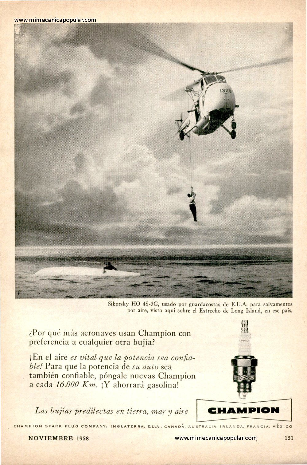 Publicidad - Bujías Champion - Noviembre 1958