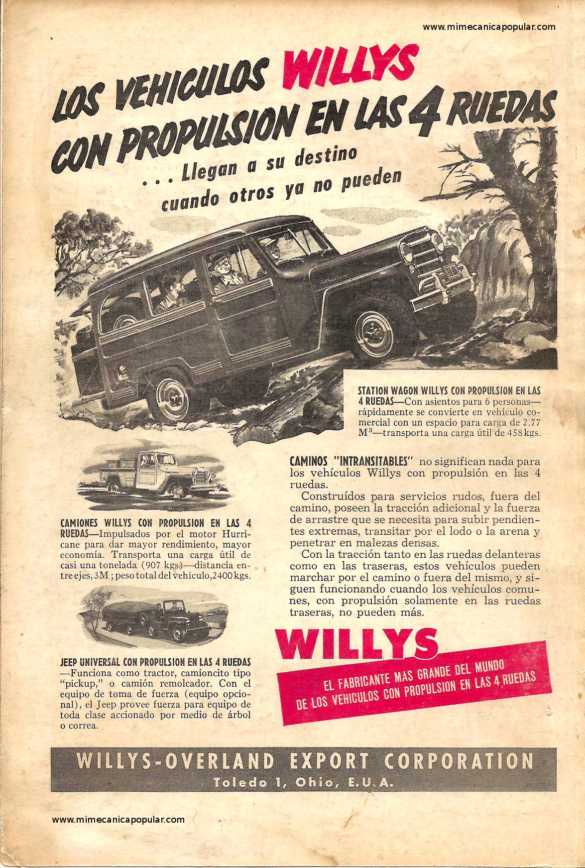 Publicidad - Vehículos Willys - Enero 1951