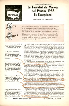 Informe de los Dueños: Pontiac 1958 - Julio 1958