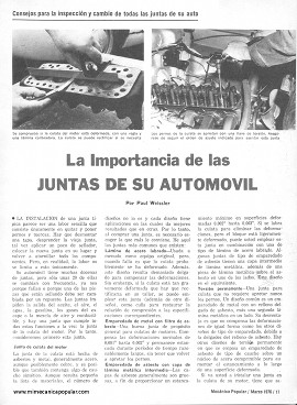La Importancia de las Juntas de su Automóvil - Marzo 1976