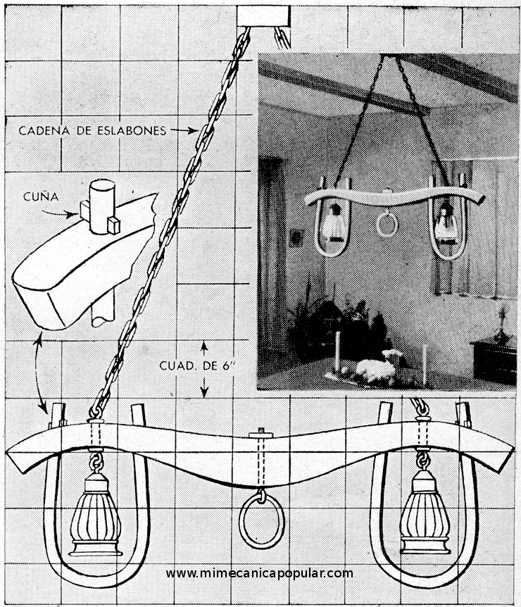 Lámpara de Techo que Semeja Yugo para Bueyes, Apropiada para la Casa Campestre - Octubre 1948