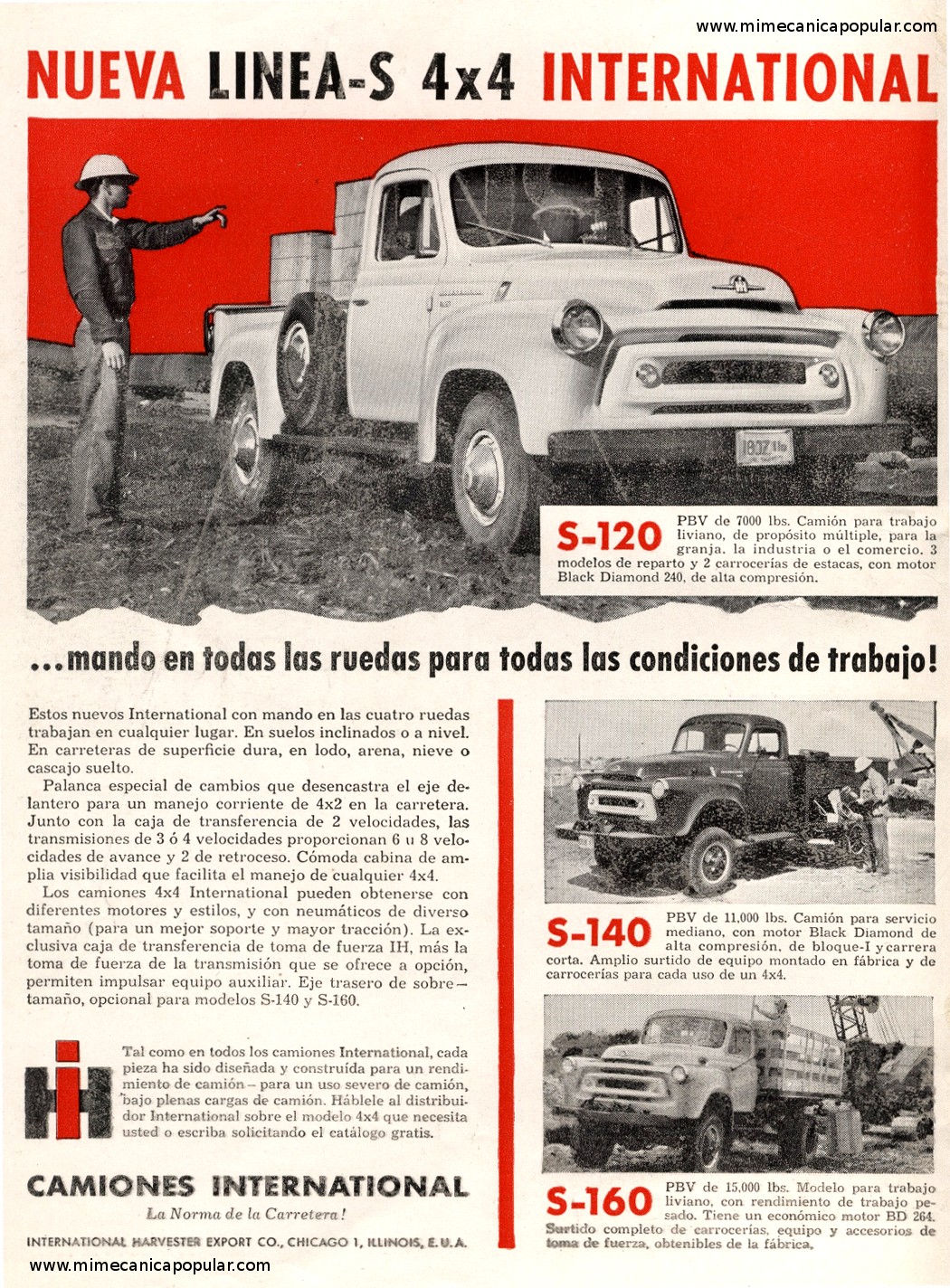 Publicidad - Camiones International Linea-S - Septiembre 1956