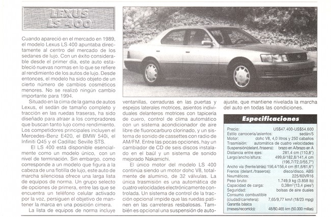 Lexus LS 400 - Julio 1994