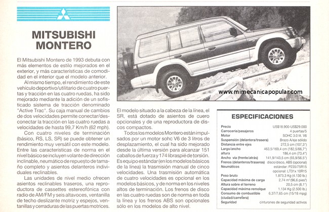 Mitsubishi Montero - Agosto 1993