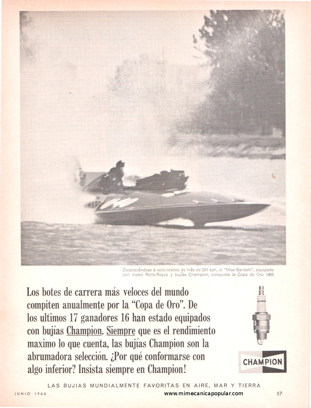 Publicidad - Bujías Champion - Junio 1966