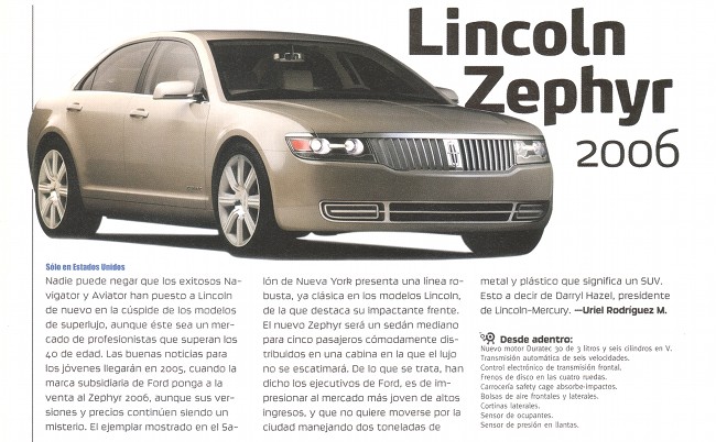 Lincoln Zephyr 2006 - Julio 2004