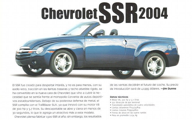 Chevrolet SSR 2004 - Octubre 2003