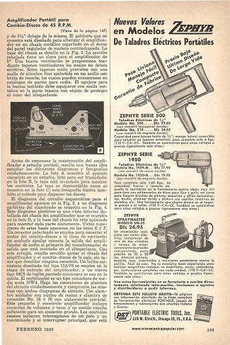 Amplificador Portátil para Cambia-Discos de 45 r.p.m. - Febrero 1950