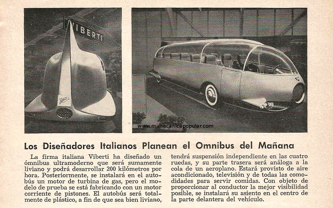 Los diseñadores italianos planean el ómnibus del mañana - Febrero 1957