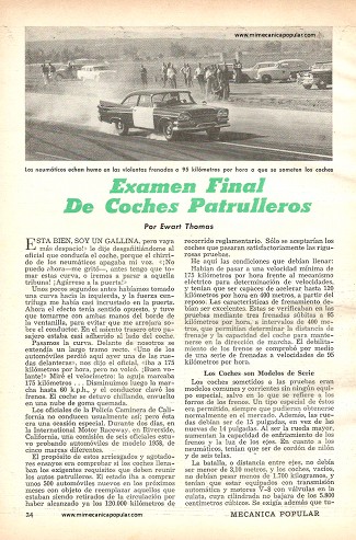 Examen Final De Coches Patrulleros - Agosto 1958