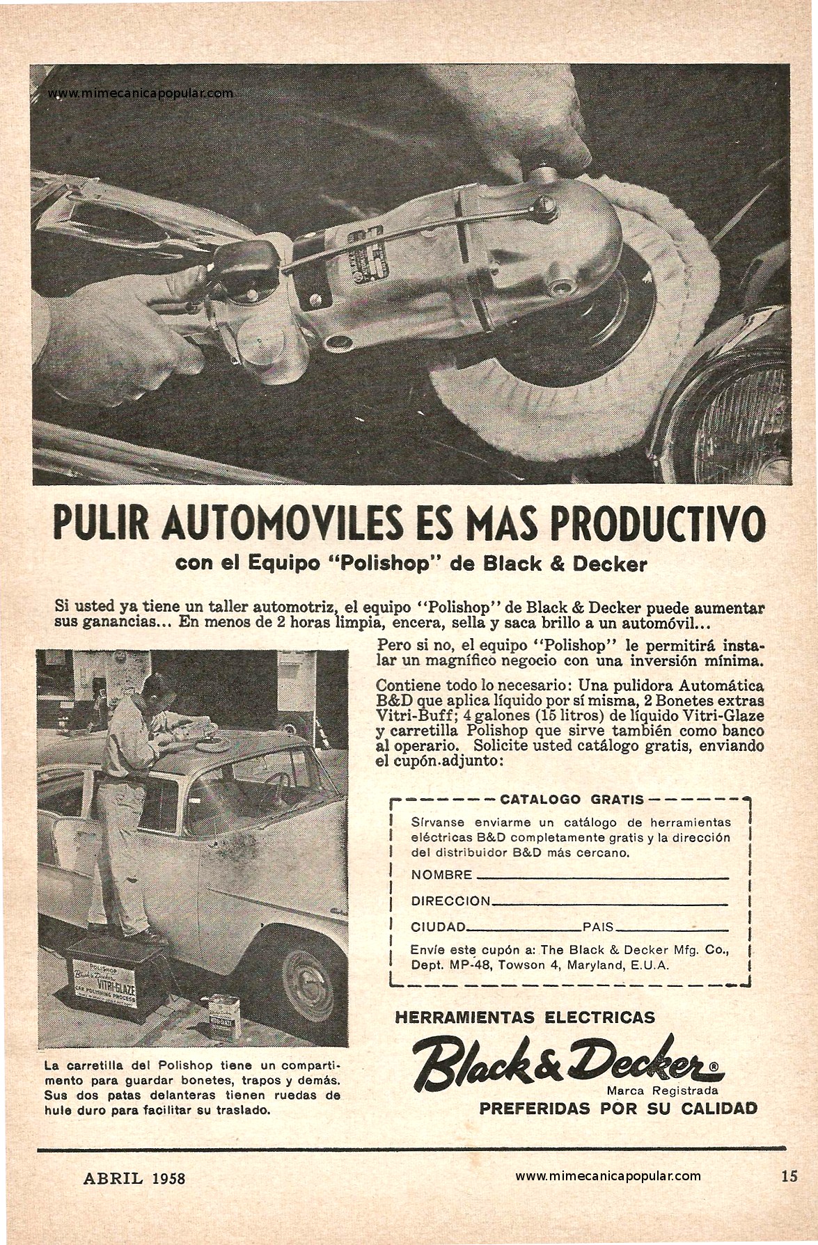 Publicidad - Equipo Polishop Black and Decker - Abril 1958