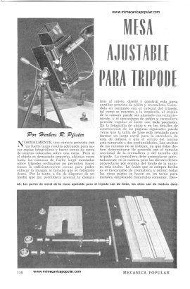 Mesa Ajustable Para Trípode - Enero 1952
