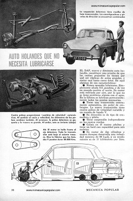 Auto Holandés que no Necesita Lubricarse - Agosto 1958
