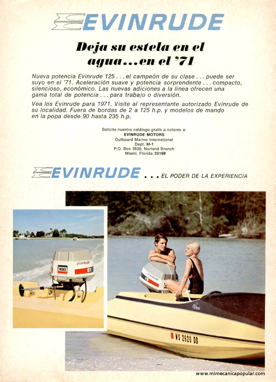 Publicidad - Motores fuera de borda Evinrude - Noviembre 1970