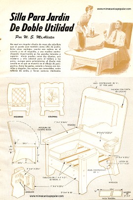 Silla Para Jardín De Doble Utilidad - Agosto 1951