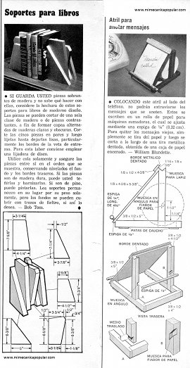 Soporte para libros y Atril para anotar mensajes - Enero 1977