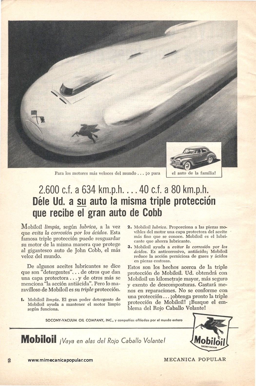 Publicidad - Aceite Mobiloil - Octubre 1954