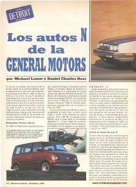 Los Autos General Motors para 1985 - Diciembre 1984