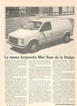 La furgoneta Mini Ram de la Dodge - Marzo 1984