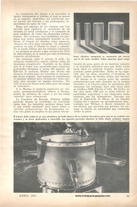 Titanio - el más Resistente de los Metales Livianos - Abril 1953
