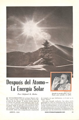 Después del Átomo. . . La energía Solar - Abril 1955