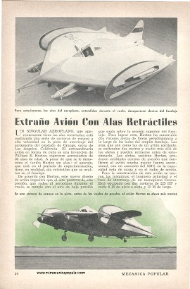 Extraño Avión Con Alas Retráctiles - Febrero 1953