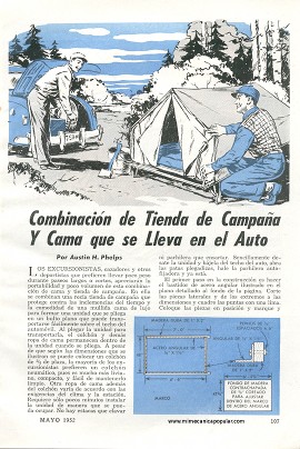 Combinación de Tienda de Campaña y Cama que se Lleva en el Auto - Mayo 1952