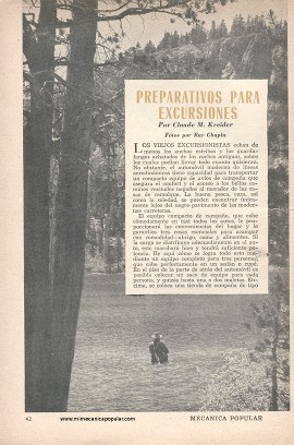 Para el excursionista: Preparativos - Septiembre 1952