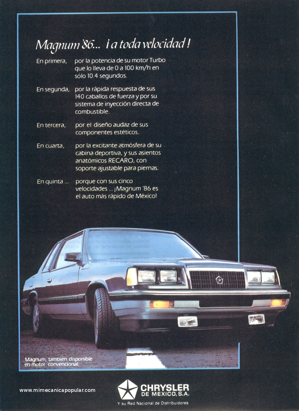 Publicidad - Chrysler Magnum - Agosto 1986