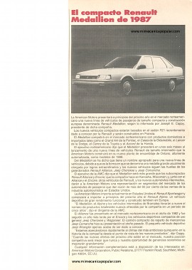 El compacto Renault Medallion de 1987 - Octubre 1986