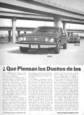 ¿Qué Piensan los Dueños de los Compactos GM? Nova - Omega - Ventura - Apolo - Septiembre 1975