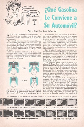 ¿Qué Gasolina Le Conviene a Su Automóvil? - Abril 1958